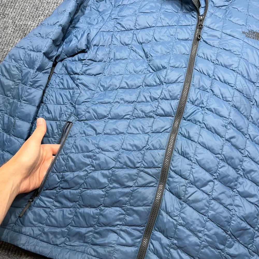 The North Face Thermoball Jacket Mens XL Light Blue Full Zip Puffer Primaloft